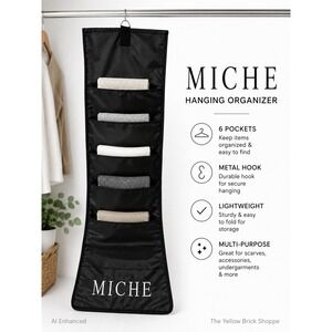 Miche Hanging Closet Organizer 13 Pocket  Accessory Storage Black